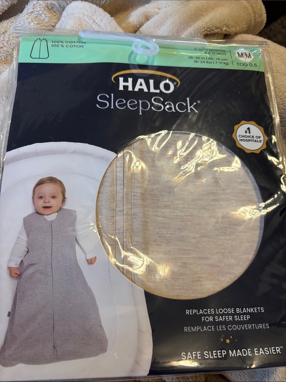 Halo SleepSack Baby One-Piece in Heather Gray and Cream